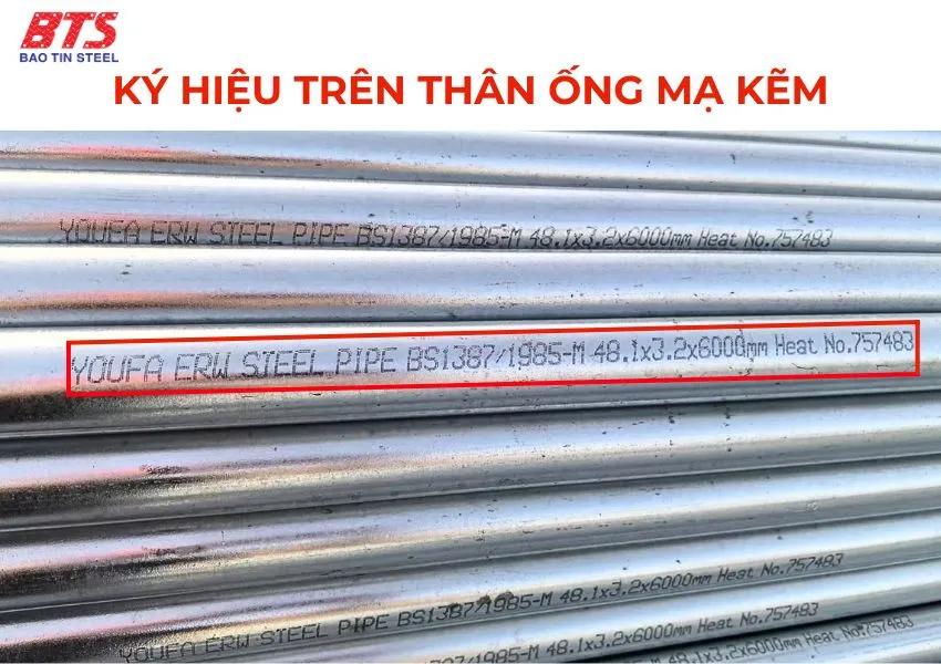 Ký hiệu ống thép mạ kẽm Ký hiệu ống thép mạ kẽm