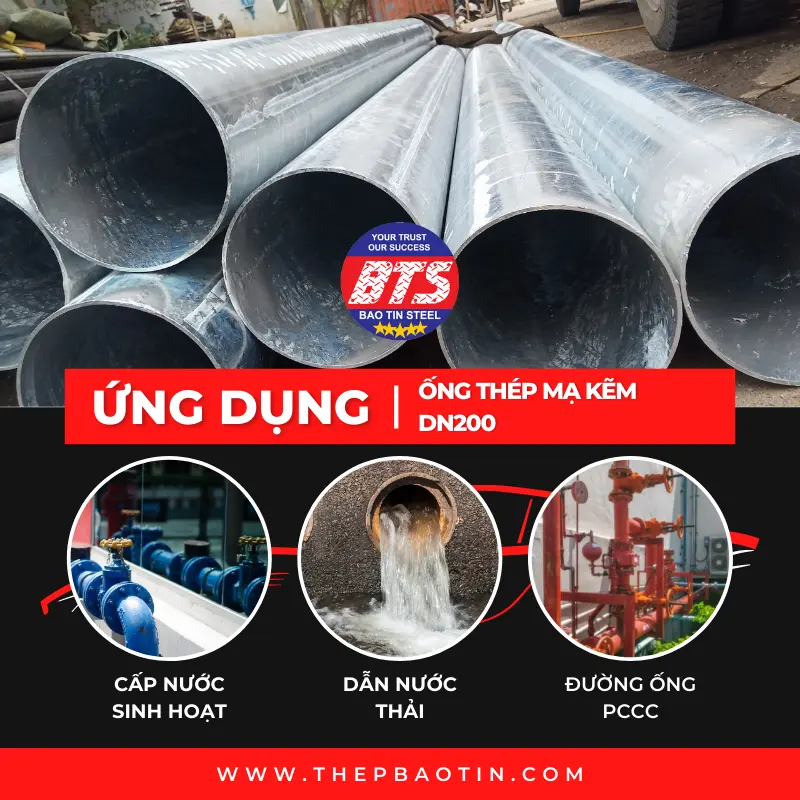 Ứng dụng thực tiễn của ống mạ kẽm D200
